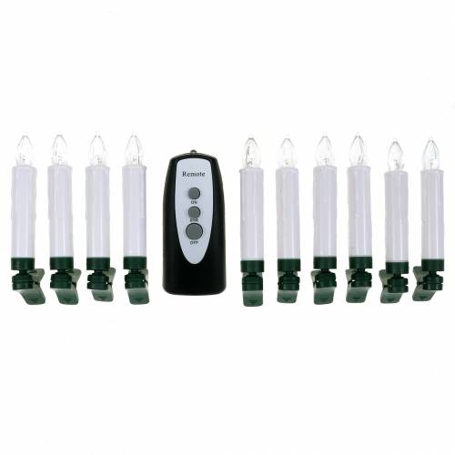 LED tree candles 10cm warm white with remote control 10pcs