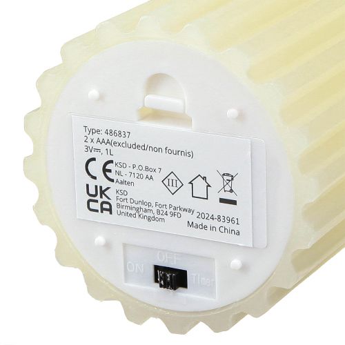 Floristik24 LED candles with timer wax grooved candles 7.5/10cm cream 2pcs