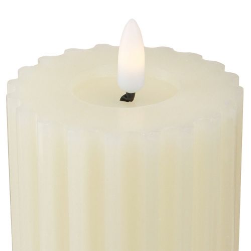 Floristik24 LED candles with timer wax grooved candles 7.5/10cm cream 2pcs