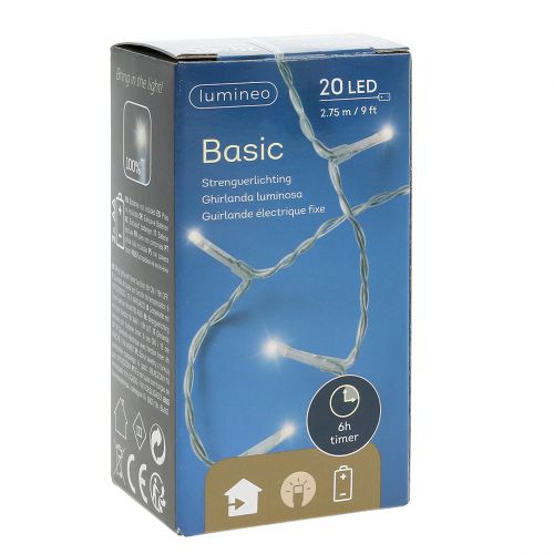 Floristik24 LED light chain warm white with timer 20 275cm