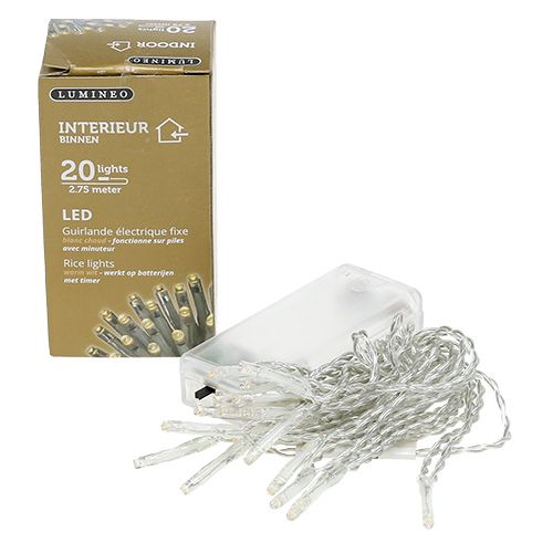 Floristik24 LED light chain 20 cm 275cm with battery warm white