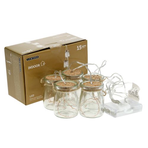 Floristik24 LED light chain in glass warm white 70cm 15 lights