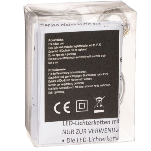Battery-operated string lights for indoor use, warm white, 10 LEDs, 1m length, 6 pieces | Floristik24.ie