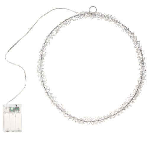 Floristik24 LED ring metal decoration for hanging silver warm white 30cm