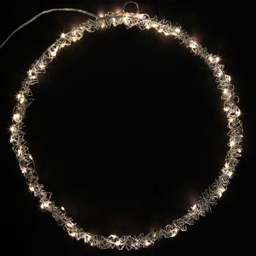 Product LED ring metal decoration for hanging silver warm white 30cm