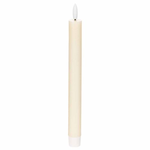 LED taper candle in white with warm white light, 24cm, with timer, 2 pieces