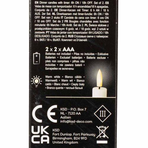 LED taper candle in white with