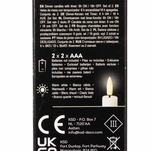 LED taper candle, red with