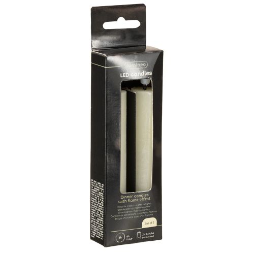 Product LED candle cream warm white real wax H14.5cm 2 pieces