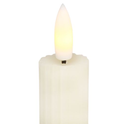 Product LED Pillar Candles with Timer Grooved Candles Cream 24.5cm 4pcs