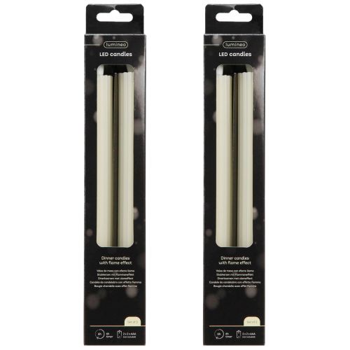 Product LED Pillar Candles with Timer Grooved Candles Cream 24.5cm 4pcs