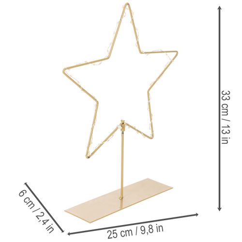 Star with 50 LEDs, metal table decoration, battery operated, for indoor use, 33cm | Floristik24.ie