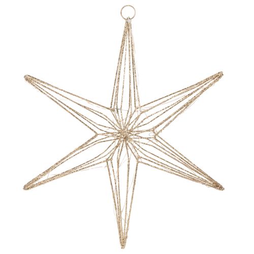Decorative LED star made of wire, hanging decoration for indoors, 40 LEDs, warm white, 42 cm