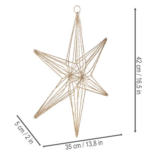 Decorative LED star made of wire, hanging decoration for indoors, 40 LEDs, warm white, 42 cm | Floristik24.ie