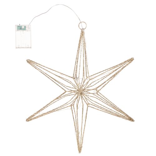 Decorative LED star made of wire, hanging decoration for indoors, 40 LEDs, warm white, 42 cm | Floristik24.ie