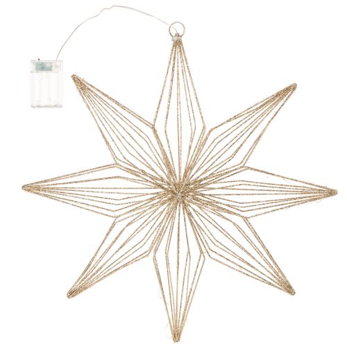 LED decorative star made of wire for hanging, for indoor use, battery operated, 51cm | Floristik24.ie