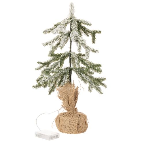 Artificial plant with snow, LED Christmas tree in a jute sack, battery operated, for indoor use, 50cm | Floristik24.ie