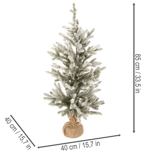 Artificial Christmas tree with snow in a jute bag, 40 LEDs, for indoor use, 85cm | Floristik24.ie