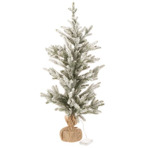 Artificial Christmas tree with snow in a jute bag, 40 LEDs, for indoor use, 85cm | Floristik24.ie