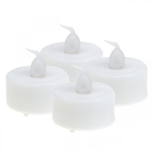 Flame Effect LED Tea Lights Artificial Candles with Timer Warm White Ø3.6cm Set of 4