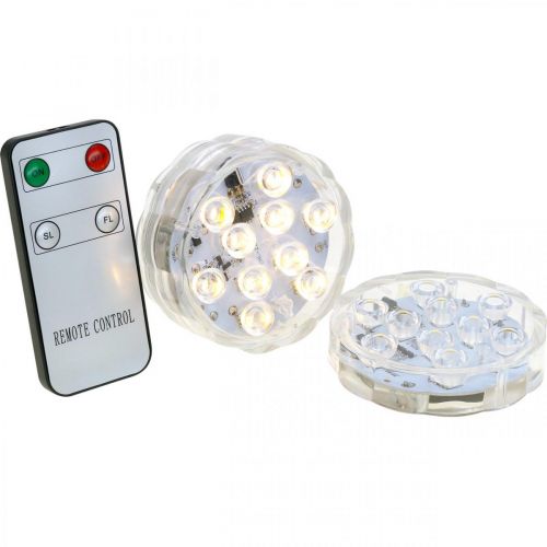 Product Underwater LED lights with remote control warm white 2pcs