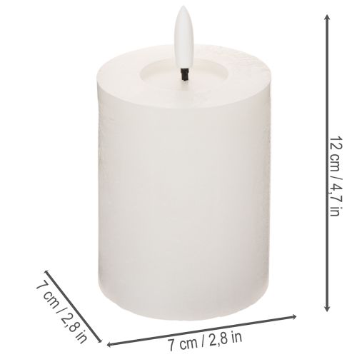 LED pillar candle, flickering, with timer, Ø7cm, 12cm | Floristik24.ie