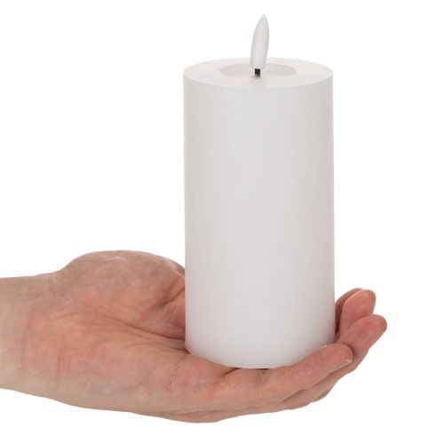 LED pillar candle, flickering, with timer, Ø7cm, 16cm | Floristik24.ie