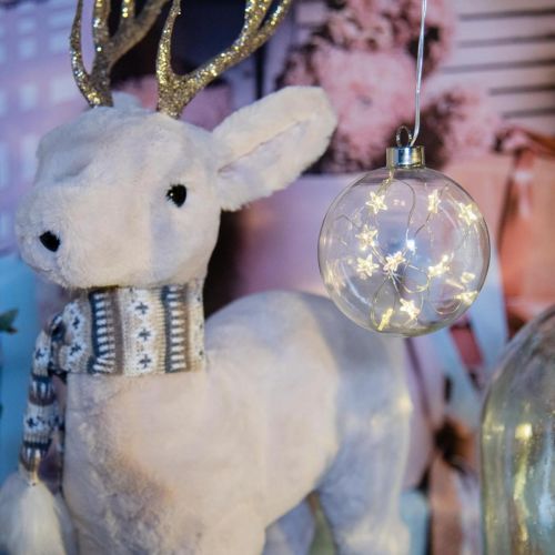 Floristik24 LED Christmas balls glass fairy lights stars Ø10cm 2pcs