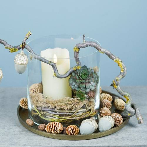 Floristik24 LED real wax candle with timer Cream For battery H17cm