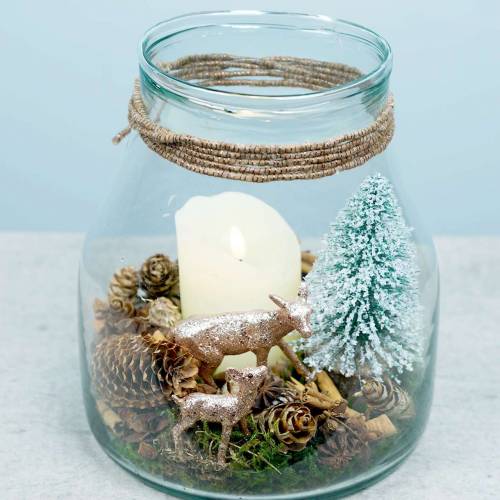 Floristik24 LED real wax candle ivory, warm white flame effect timer battery operated Ø7.5 H10cm