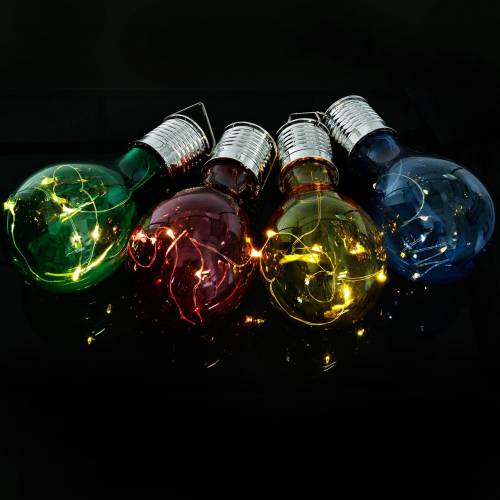 Floristik24 Garden decoration solar LED light bulb assorted colors 15cm 4pcs