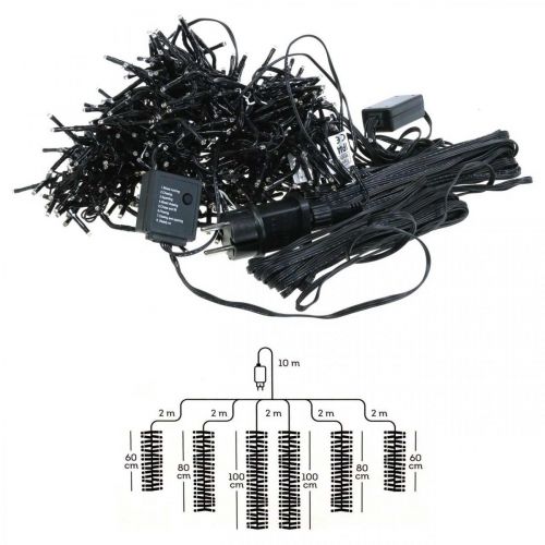 Floristik24 Light cascade with snow effect, winter decoration Advent, LED lights 6 strands warm white 480 L60/80/100cm