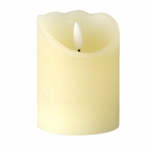 Floristik24 LED real wax candle ivory, warm white flame effect timer battery operated Ø7.5 H10cm