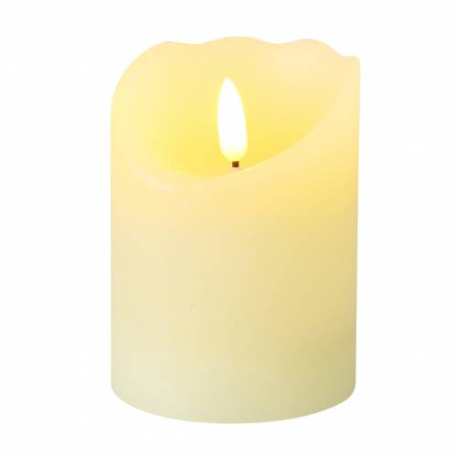 Floristik24 LED real wax candle ivory, warm white flame effect timer battery operated Ø7.5 H10cm
