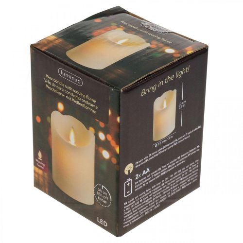 Floristik24 LED candle wax pillar candle warm white Ø7.5cm H10cm