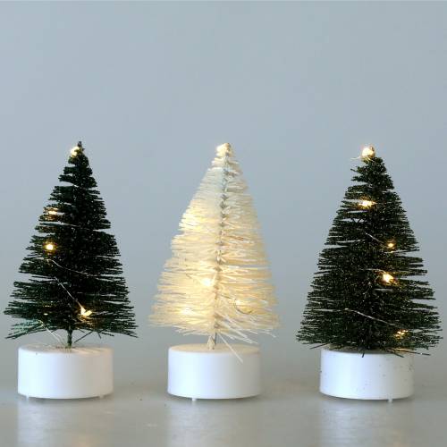 Floristik24 LED Christmas tree green / white 10cm 3pcs