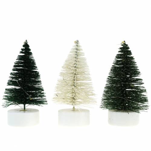 Floristik24 LED Christmas tree green / white 10cm 3pcs