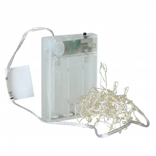 Floristik24 LED light chain warm white silver 100cm 100L for battery