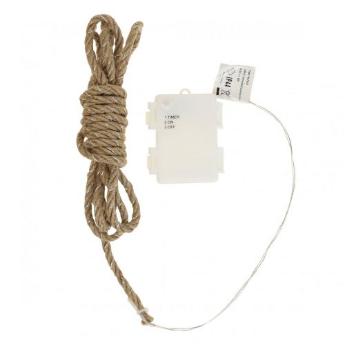 Floristik24 LED fairy lights battery jute ribbon warm white L295cm