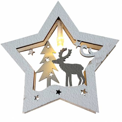 Floristik24 LED light chain wooden stars battery operated