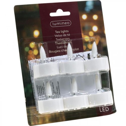Floristik24 Warm White LED Tea Lights Flame Effect LED Lights Artificial Candles Ø3.6cm Set of 6