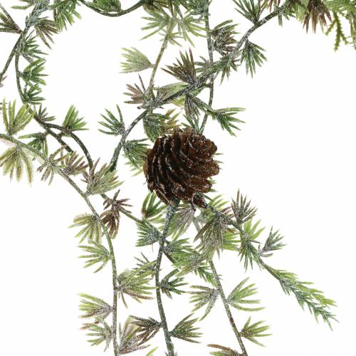 Floristik24 Larch garland green / iced with cones 180cm
