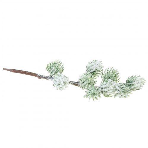 Product Artificial Larch Branch Green Decorative Branch Snow Covered L25cm