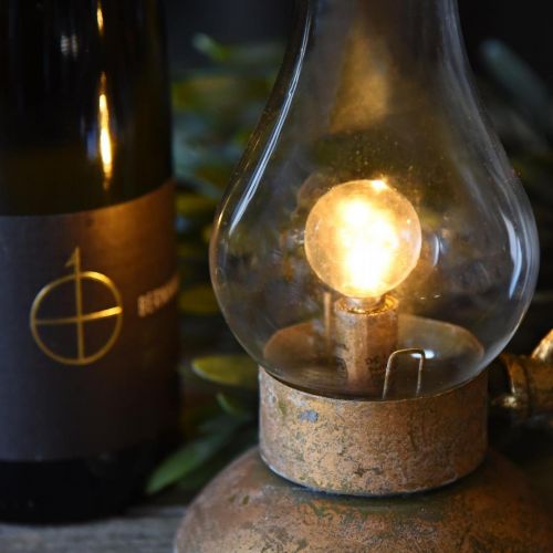 Floristik24 Antique decorative lamp, brass-colored LED light, vintage look H19cm W13.5cm