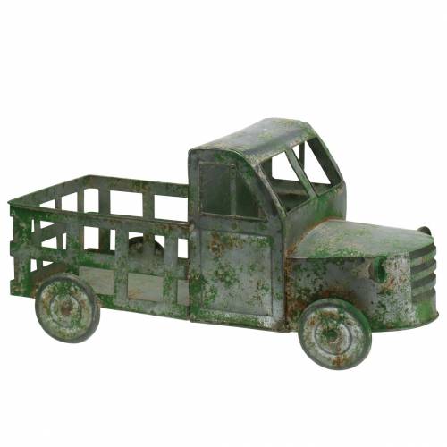 Floristik24 Flower pot truck zinc gray, green 42 × 17.5 × 19.5cm
