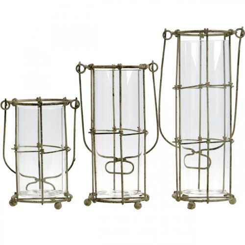 Product Lantern garden, metal lantern Ø8.5cm H23/18.5/14.5cm set of 3