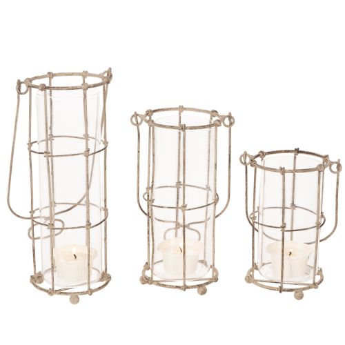 Lantern garden, metal lantern Ø8.5cm H23/18.5/14.5cm set of 3 | Floristik24.ie