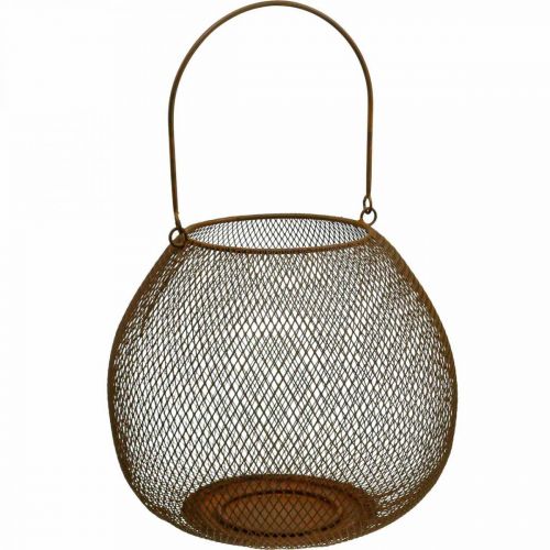 Product Decorative lantern with handle metal rust look Ø26cm H22cm