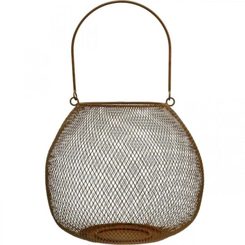 Floristik24 Decorative lantern with handle metal rust look Ø26cm H22cm