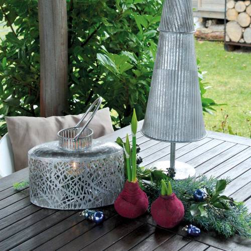 Floristik24 Lantern oval antique look metal silver 15×28cm H19cm